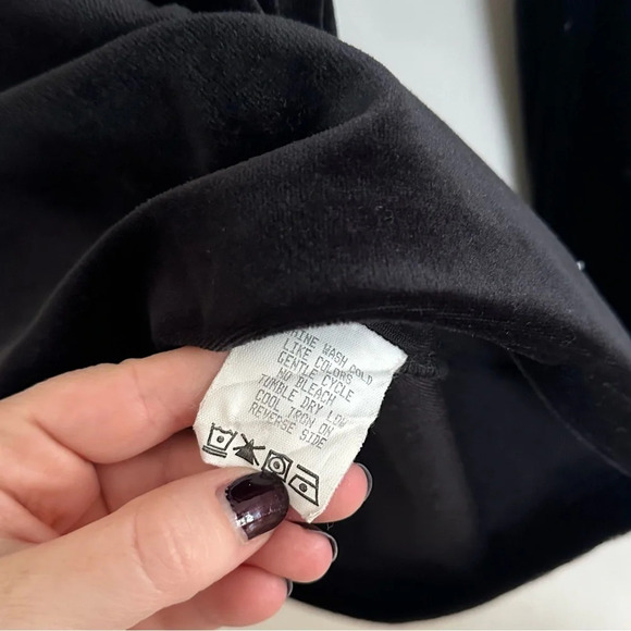 Vintage 90s Whimsigoth black velvet mock neck top size L - Picture 2 of 5